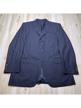 Canali Super 120’s Navy Pinstripe Blazer 42R Wool Italy Luxury Sport Coat